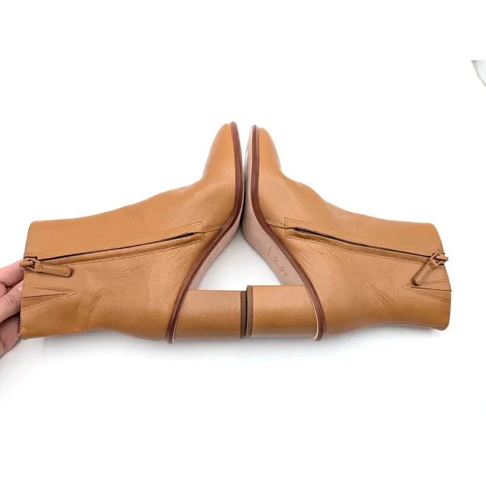 Tory Burch Brooke Stamped Ankle Boots Women's Tan Leather Size US6M EU36.5